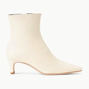 NEW STAUD Boots Women's 41 US 10 Cream Wally Ankle Heeled Leather